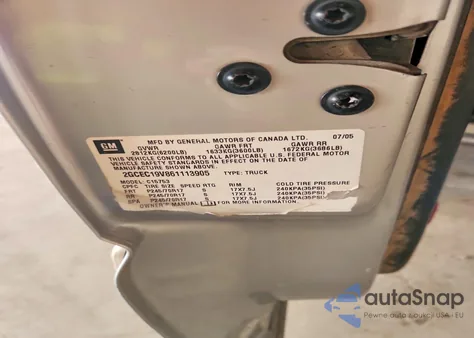 2006 Chevrolet Silverado C1500 z USA, uszkodzony, nr VIN 2GCEC19V861113905